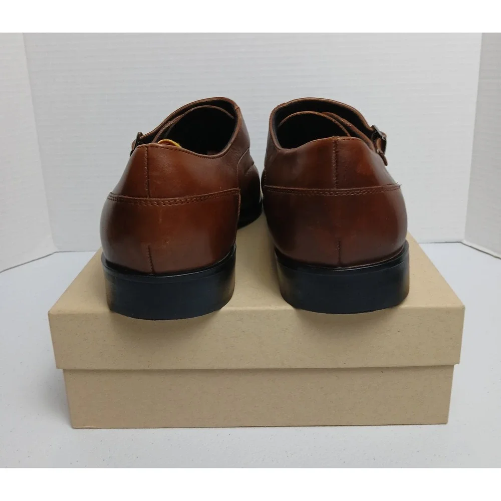 Alfani Men's Luxton Textured Double Monk Cap-Toe Loafers Brown‎ 12 Leather #1461
